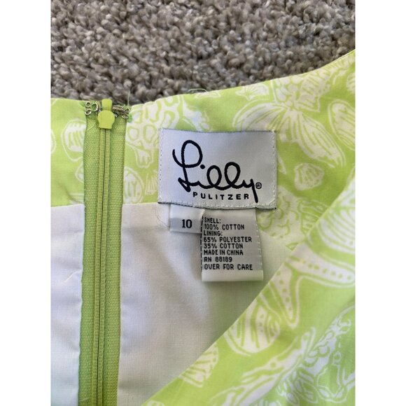 Vintage Lilly Pulitzer Womens Sz 10 Green & White Sleeveless Dress Lace Detail - Picture 7 of 8